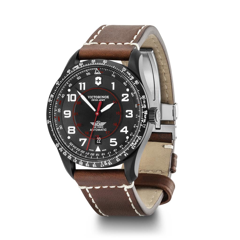 VICTORINOX AIRBOSS 42 MM BLACK DIAL BROWN LEATHER