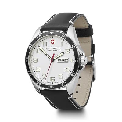 VICTORINOX FIELD FORCE 42 WHITE DIAL  BLK LEATHER